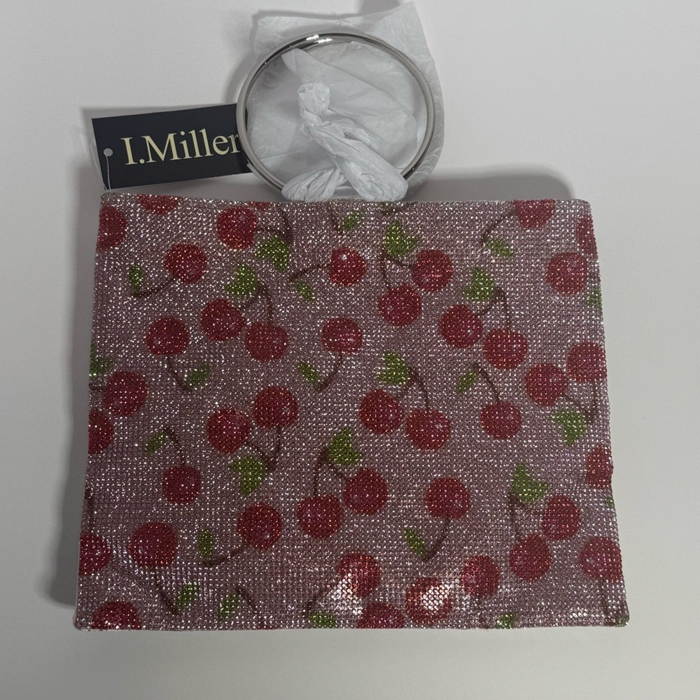 NWT Cherry Women Crystal Evening Chain Shoulder Bag Party Rhinestone Purse